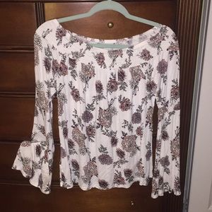 Off the Shoulder Bell Sleeve Comfy Floral Top